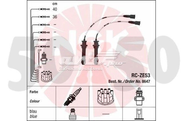 RCZE53 NGK juego de cables de encendido