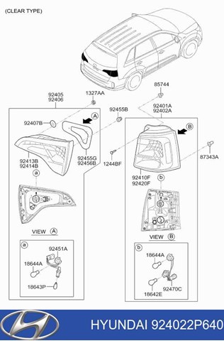 924012P640 Hyundai/Kia piloto posterior exterior izquierdo