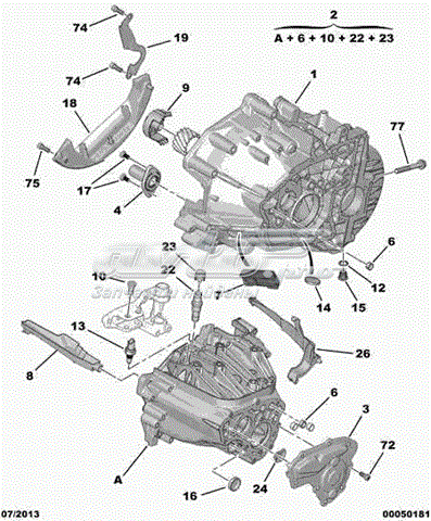 2206Z6 Peugeot/Citroen carcasa de caja de cambios