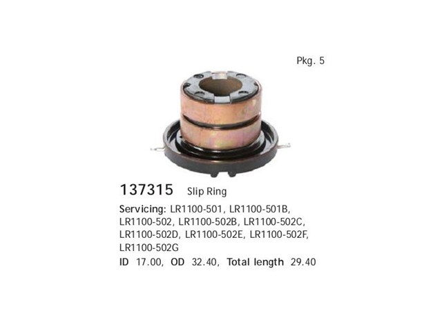 Colector de rotor de generador 137315 Cargo