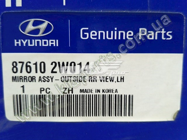 Espejo de retrovisor izquierdo 876102W014 Hyundai/Kia