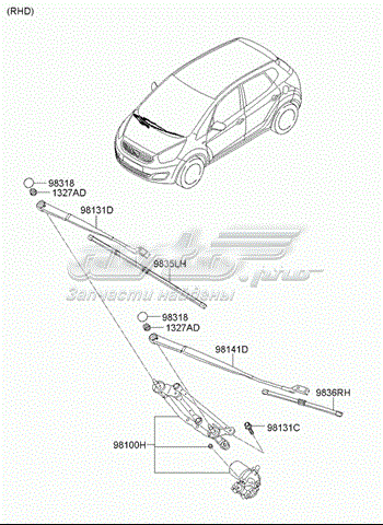 981001P000 Hyundai/Kia varillaje lavaparabrisas