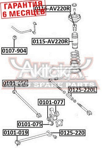 0125-220L Akitaka barra transversal de suspensión trasera