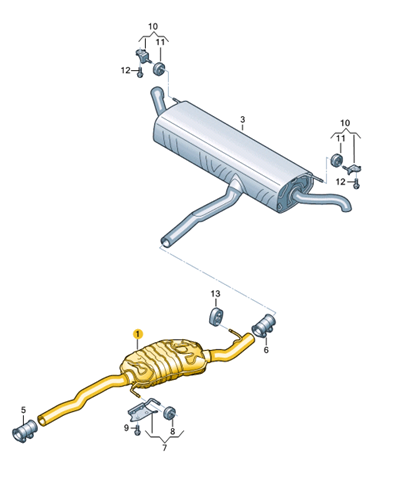80A253409J VAG silenciador del medio