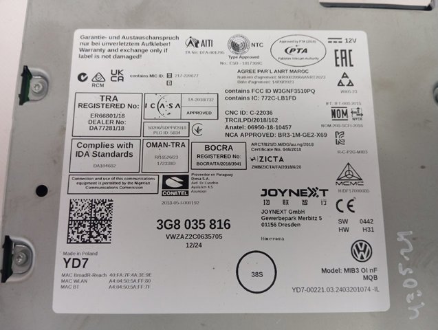  VAG 3G8035816 precio, desde 322,43 EUR