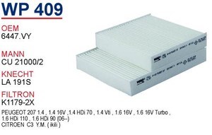Filtro de habitáculo WP409 Wunder
