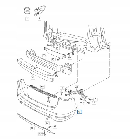 7N0807421GRU VAG parachoques trasero