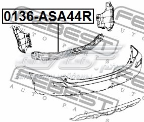 0136-ASA44R Febest listón protector, parachoques trasero superior (estribo)