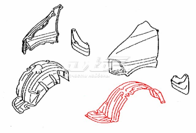 5387626050 Toyota guardabarros interior, aleta delantera, izquierdo