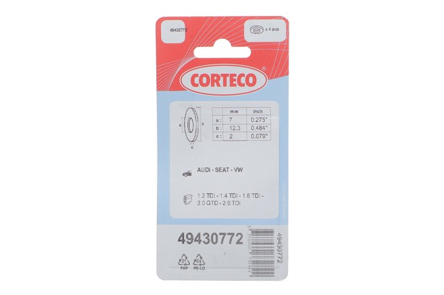 Arandela de asiento del inyector Corteco 49430772 precio, desde 1,33 EUR