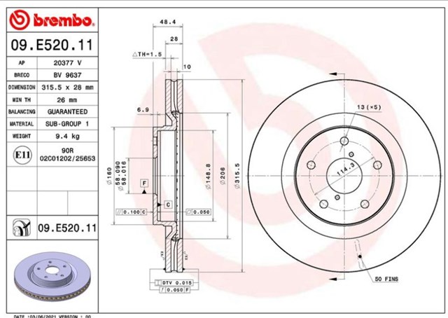 09E52011 Brembo