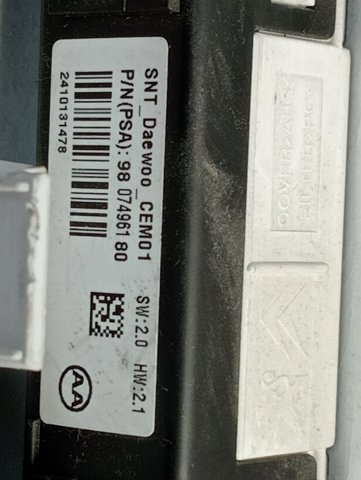  Peugeot/Citroen 9807496180