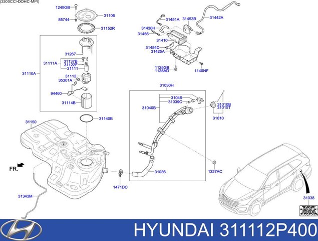 311112P400 Hyundai/Kia elemento de turbina de bomba de combustible