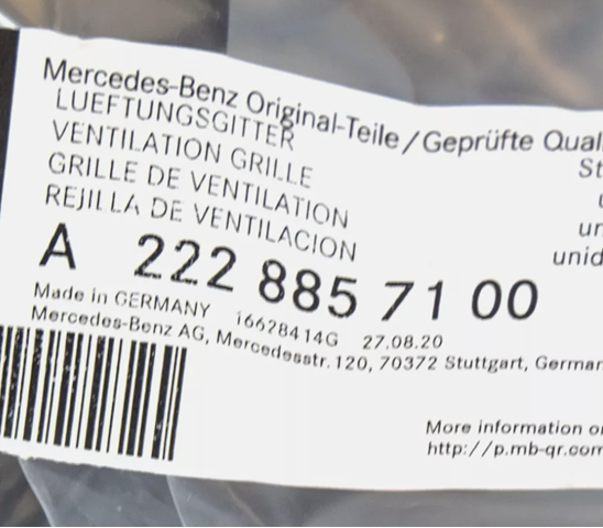 A2228857100 Mercedes Rejilla inferior del parachoques delantero