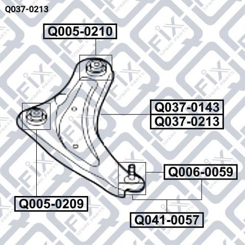 Q0370213 Q-fix Brazo inferior derecho de la suspensión delantera