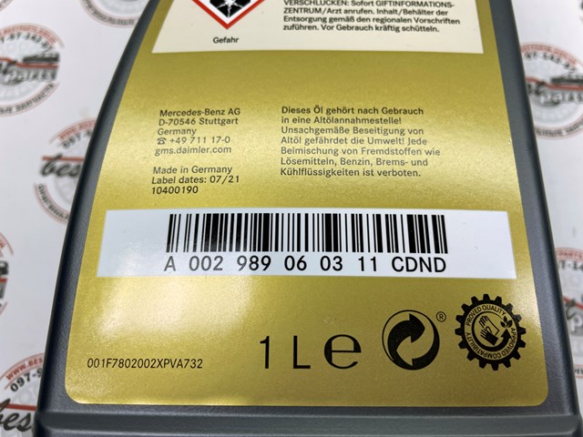 Aceite caja de cambios A002989060311CDND Mercedes
