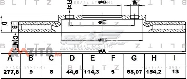 BS0423 Blitz disco de freno trasero