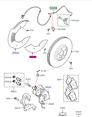 Sensor de desgaste de las pastillas de freno delanteras Land Rover LR090683