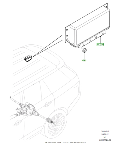 LR057232 Land Rover modulo de control alineacion de eje delantero (ecu)