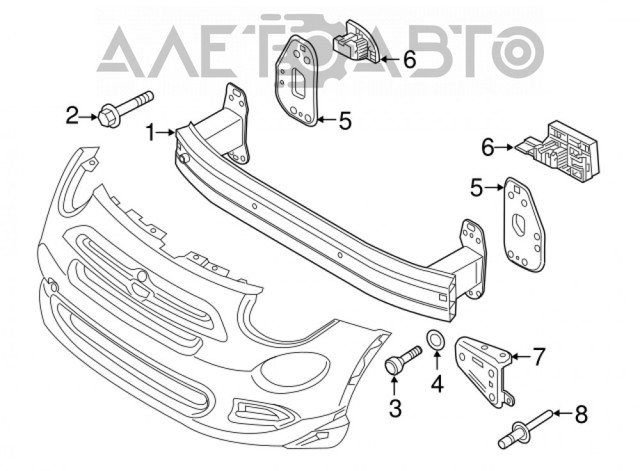 Refuerzo parachoque delantero 51947107 Fiat/Alfa/Lancia