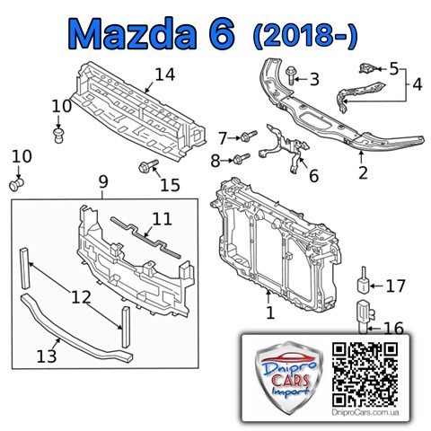 Soporte para radiador superior para Mazda 6 (GJ, GL)