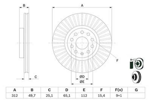 Comprar 986479932 Bosch Freno de disco delantero