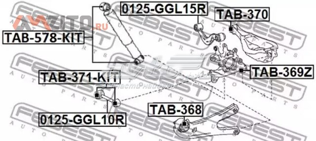 TAB578KIT Febest silentblock de amortiguador trasero