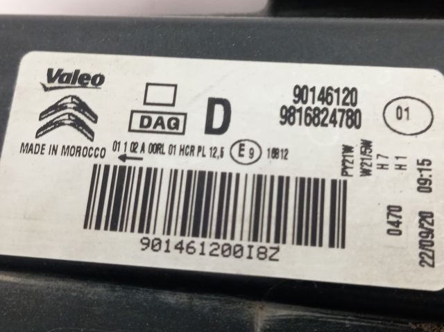 Faro derecho 9816824780 Peugeot/Citroen