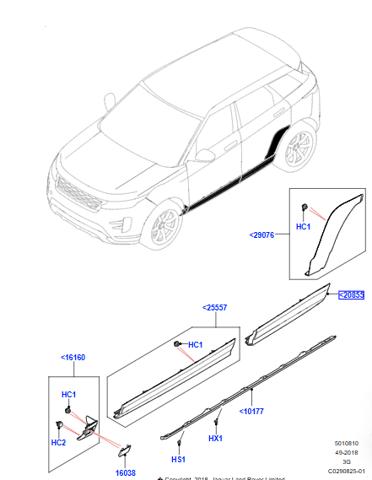Moldura inferior de la puerta trasera izquierda LAND ROVER LR137421