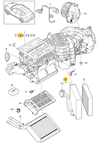 Evaporador, aire acondicionado Porsche Cayenne 2 (92A)