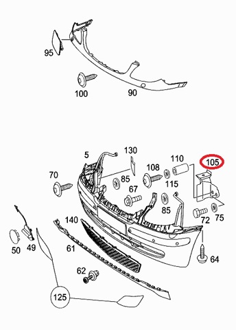 Soporte de parachoques delantero izquierdo Mercedes 6398851814