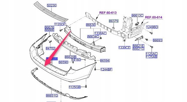 866114D111 Hyundai/Kia parachoques trasero