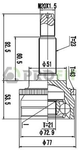 2710-3050 Profit junta homocinética exterior delantera