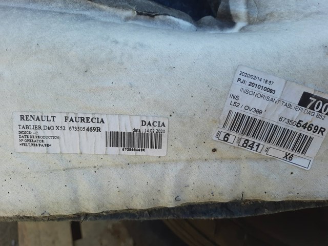 Aislamiento acústico del escudo del motor para Dacia Sandero 