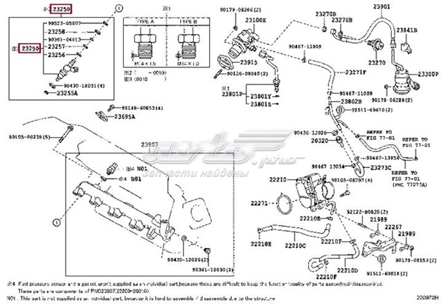 2320928030 Toyota inyector de combustible