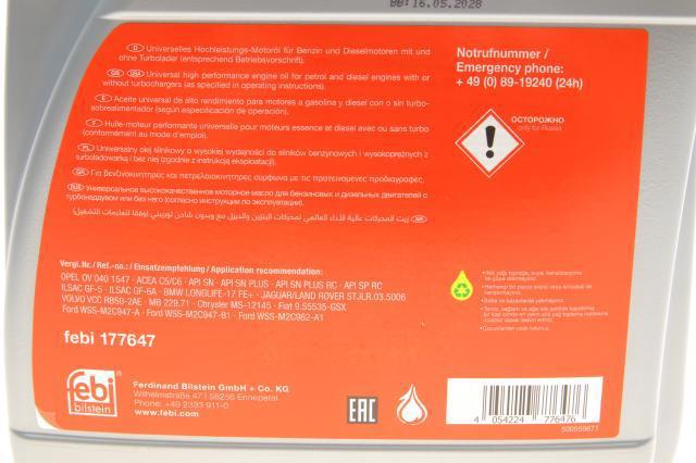 Aceite de motor 177647 Febi
