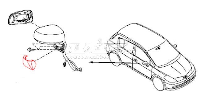 Superposicion(Cubierta) De Espejo Retrovisor Derecho para Nissan Tiida (C11)