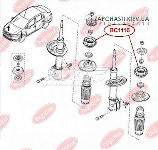 Soporte del amortiguador delantero Bcguma BC1116