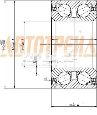 Cojinete de rueda delantero DAC4075W2CS73 Koyo
