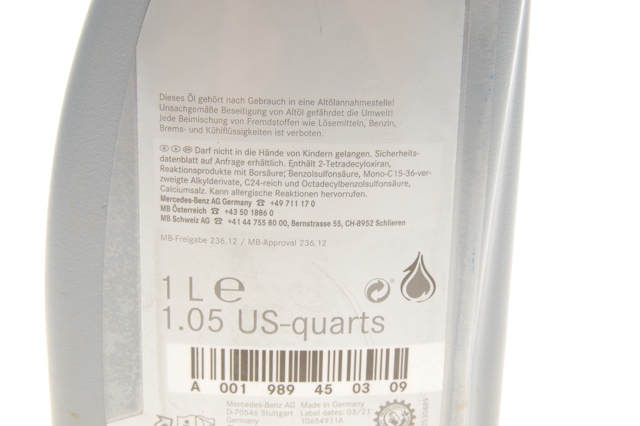Aceite de transmisión Mercedes 001989450309