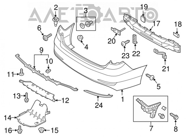 Protector parachoques trasero 86612C2000 Hyundai/Kia