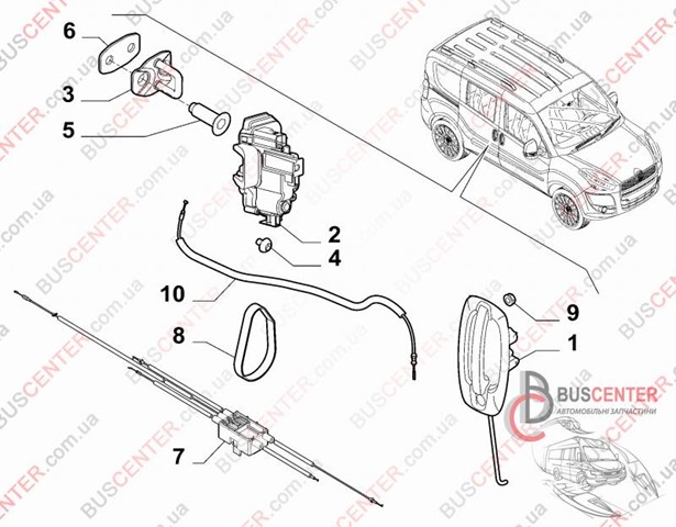 51910349 Fiat/Alfa/Lancia Cerradura de puerta lateral corrediza derecha