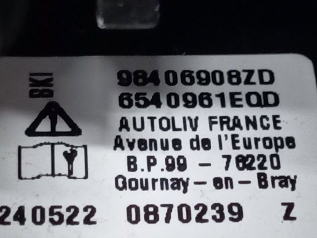 Airbag del conductor Peugeot/Citroen 98406908ZD