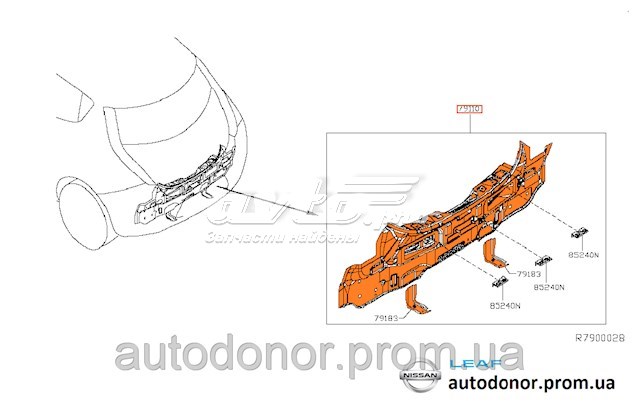 Panel trasero de maletero Nissan LEAF (ZE0)