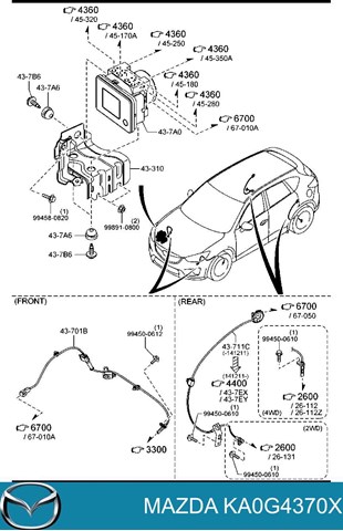 KA0G4370X Mazda sensor abs delantero