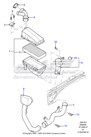 Tubo flexible de aspiración, filtro de aire (entrada) Ford Mondeo 3 (BWY)