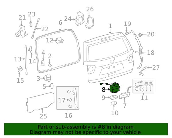Cerradura de maletero 691100C041 Toyota