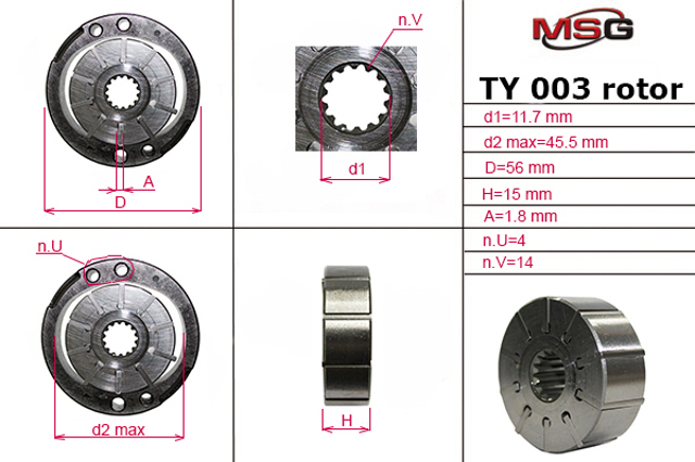 Rotor de bomba de dirección asistida MSG TY003ROTOR precio, desde 33,63 EUR