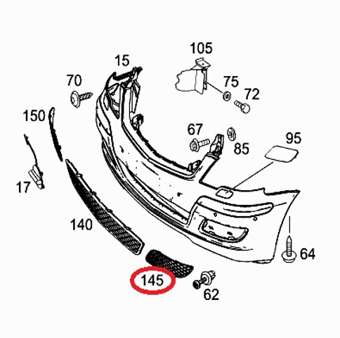 6398850253 Mercedes Rejilla izquierda del parachoques delantero