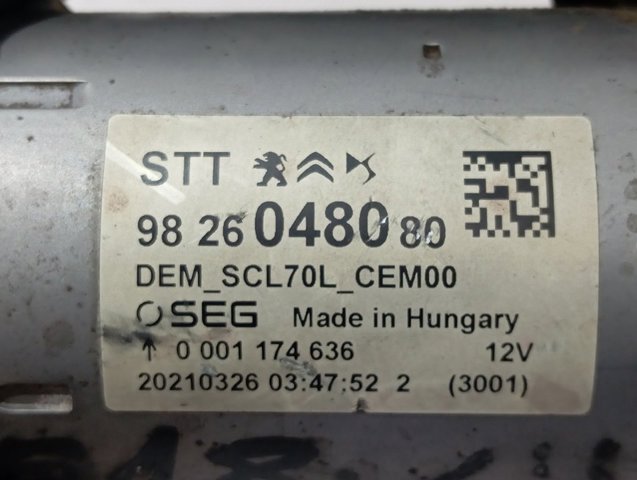 Motor de arranque 9826048080 Peugeot/Citroen
